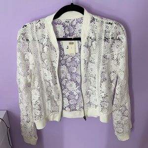 Jack by BB Dakota zip up crocheted jacket size small